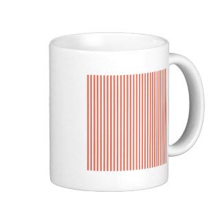 Stripes   White and Terra Cotta Coffee Mugs
