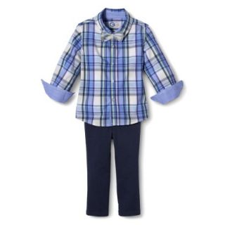 G Cutee Toddler Boys Long Sleeve Plaid Shirt and Pant Set w/ Bowtie  