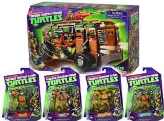 Nickelodeon Teenage Mutant Ninja Turtles Set of 4 Basic Turtles Action Figures & Shellraiser [Leonardo, Michelangelo, Raphael, Donatello & Shellraiser] Toys & Games