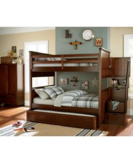 Huntsworth Twin Over Twin Kids Cherry Bunk Bed   Furniture