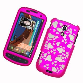 Multi Golden Hearts on Hot Pink Snap on Rubberized Hard Skin Shell Protector Cover Case for Samsung Epic 4g + Microfiber Pouch Bag + Case Opener Cell Phones & Accessories