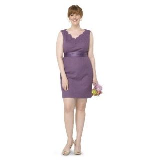 TEVOLIO Womens Plus Size Lace Sleeveless V Neck Dress   Plum Spice   18W