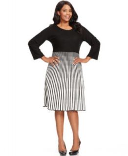 Calvin Klein Plus Size Dress, Three Quarter Sleeve Knit Buckle Sweater   Dresses   Plus Sizes