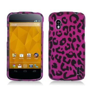 Aimo Wireless LGE960PCLMT186 Durable Rubberized Image Case for LG Nexus 4 E960   Retail Packaging   Hot Pink Leopard Cell Phones & Accessories