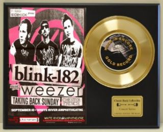 Blink 182 LTD Edition Vintage Concert Poster Gold Record Display Entertainment Collectibles
