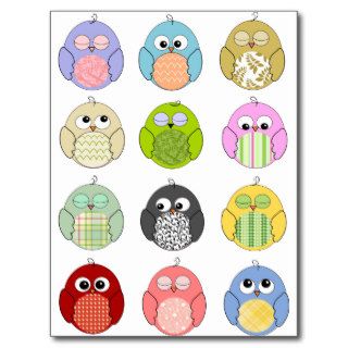 Cute Owl Pattern Postcards