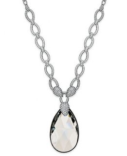 Swarovski Necklace, Silver Tone Crystal Drop Statement Necklace   Fashion Jewelry   Jewelry & Watches