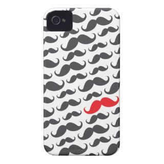 Dark gray mustache pattern with one red moustache iPhone 4 Case Mate case