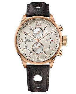 Tommy Hilfiger Watch, Mens Brown Leather Strap 46mm 1790900   Watches   Jewelry & Watches