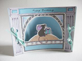 mini theatre mouse birthday card by kat whelan illustrations