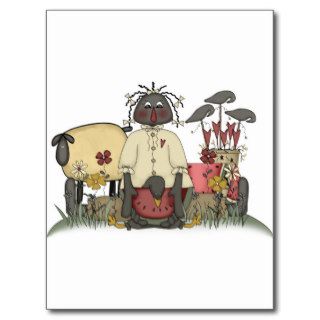 Annie Doll Sheep & Crows Post Card