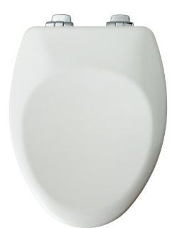 Bemis 1652CHSL000 GEN21 Series High Density Molded Wood Elongated Toilet Seat with Chrome WhisperClose Hinges, White