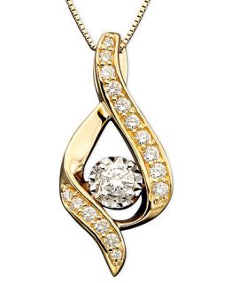 Diamond Necklace, 14k Gold Diamond Ribbon Pendant (3/8 ct. t.w.)   Necklaces   Jewelry & Watches