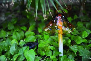 Coloriscape Solar Mushroom Yard Art, Amber  Garden Stakes  Patio, Lawn & Garden