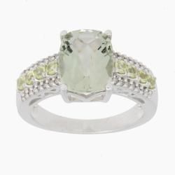 10k Gold Green Amethyst/ Peridot/ 1/10ct TDW Diamond Ring (H I, N, I2 I3) Gemstone Rings