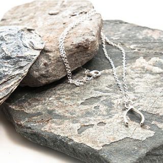 silver wishbone necklace by red ruby rouge