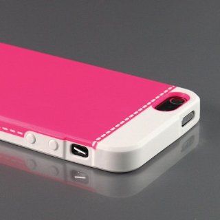 ZuGadgets High Quality iPhone 5 5G Sleek Duo Color Plastic Skin Case Cover Shell /Hot Pink + White (7941 8) Cell Phones & Accessories