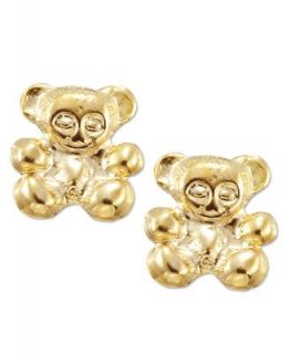 Childrens 14k Gold Earrings, Teddy Bear   Earrings   Jewelry & Watches