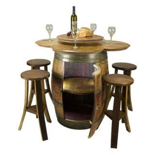 Wine Barrel Table Set with Cabinet Base