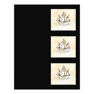 Pirate Ship. Parchment Pattern Background. Flyer Design
