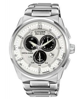 Citizen Mens Chronograph Eco Drive Stainless Steel Bracelet Watch 43mm BL5480 53A   Watches   Jewelry & Watches