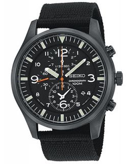 Seiko Mens Chronograph Black Fabric Strap Watch 44mm SNDA65   Watches   Jewelry & Watches