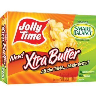 Jolly Time Xtra Butter Microwave Popcorn   Trans Fat Free Extra Butter Flavor   3 Count Boxes (Pack of 12)  Grocery & Gourmet Food