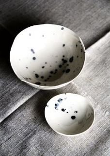 handmade porcelain splatter bowl by artisan