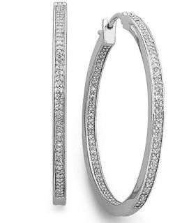 Diamond Earrings, Sterling Silver Diamond Hoop Earrings (1/2 ct. t.w.)   Earrings   Jewelry & Watches