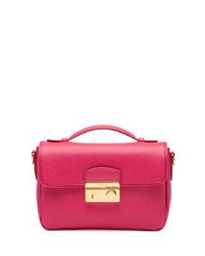 Prada Saffiano Small Crossbody Bag, Pink (Peonia)