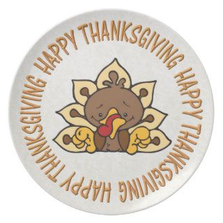 Happy Thanksgiving Text and Turkey Party Plates
