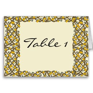 Celtic Yellow Rose Border Table Number Card