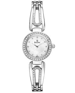Bulova Womens Silver Tone Crystal Accent Bangle Bracelet Watch 23mm 96L126   Watches   Jewelry & Watches
