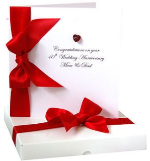 bedazzled ruby wedding anniversary card by made with love designs ltd