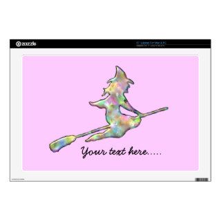 Personalized Pink Witch Decal For 17" Laptop