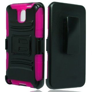 Black Pink Rhino Holster Combo Hybrid Gel Case for Samsung Galaxy Note 3 + Keychain Tool Cell Phones & Accessories