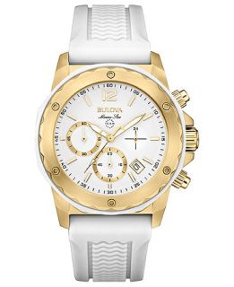 Bulova Womens Chronograph Marine Star White Silicone Strap Watch 36mm 98M117   Watches   Jewelry & Watches