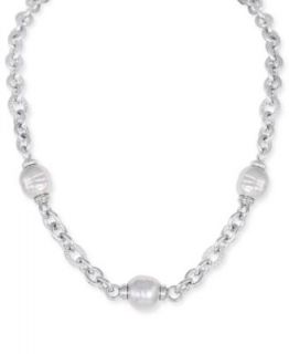 Majorica Sterling Silver Necklace, Organic Man Made Pearl Illusion   Fashion Jewelry   Jewelry & Watches