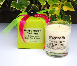 personalised christmas candle by nazareth gifts
