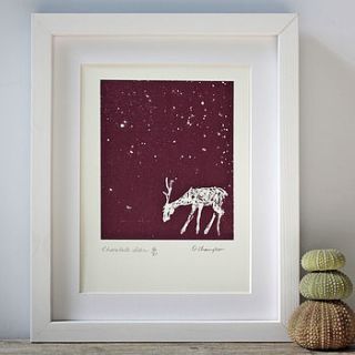 chocolate deer screenprint by deborah champion