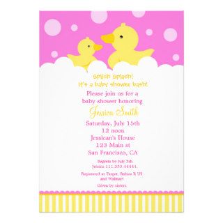Rubber Ducky Duck Baby Shower Invitation for girl