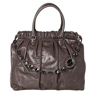 Miu Miu RN0819 US0 F0031 Vitello Shine Textured Leather Tote Bag Miu Miu Designer Handbags