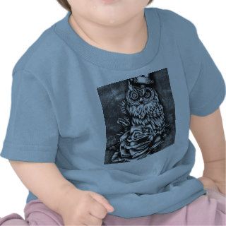 Be wise tattoo style owl artwork for baby. shirt