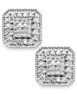 Diamond Earrings, 10k White Gold Princess Cut Diamond Stud Earrings (1/4 ct. t.w.)   Earrings   Jewelry & Watches