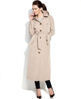 London Fog Hooded Single Breasted Maxi Trench Coat   Coats   Women