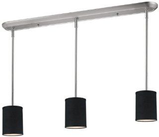 Z Lite 171 6 3B Albion Three Light Island/Billiard, Steel Frame, Brushed Nickel Finish and Black Shade of Fabric Material   Ceiling Pendant Fixtures  