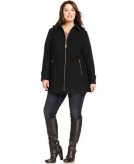 MICHAEL Michael Kors Plus Size Hooded Zip Front Wool Blend Coat   Coats   Women