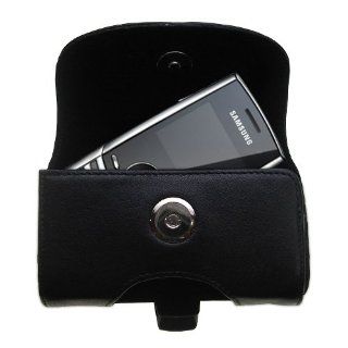 Belt Mounted Leather Case Custom Designed for the Samsung SGH L170   Black Color with Removable Clip by Gomadic Cell Phones & Accessories