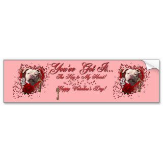 Valentines   Key to My Heart   Pitbull Jersey Girl Bumper Stickers
