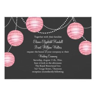 Gray & Pink Party Lanterns Wedding Invitation